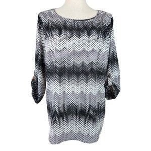 CROFT BARROW Chevron Micro Dot Ombre Pullover 3/4 Sleeve Top Blouse Size XL